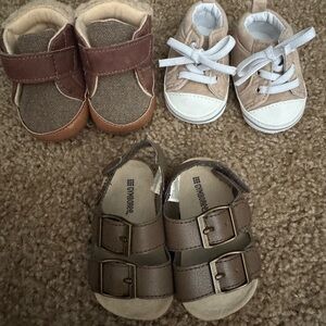 Brown and Tan Kids Shoes Set